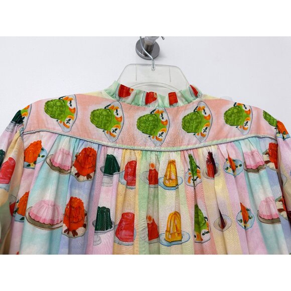 Rachel Antonoff Jello Stripe Print Drew Shirt Dress Rainbow Jelly Mold Belt L - Picture 12 of 16